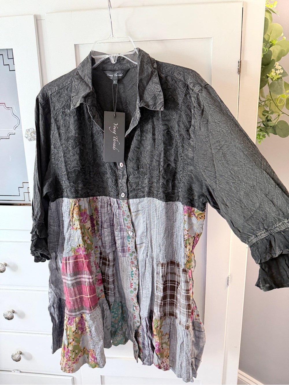 Yong Trends Women's Black Patchwork Tunic Top - Picture 4 of 10